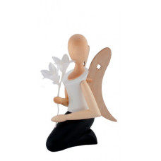 Sternkopf-Engel, kniend, mit Blume (25 cm)